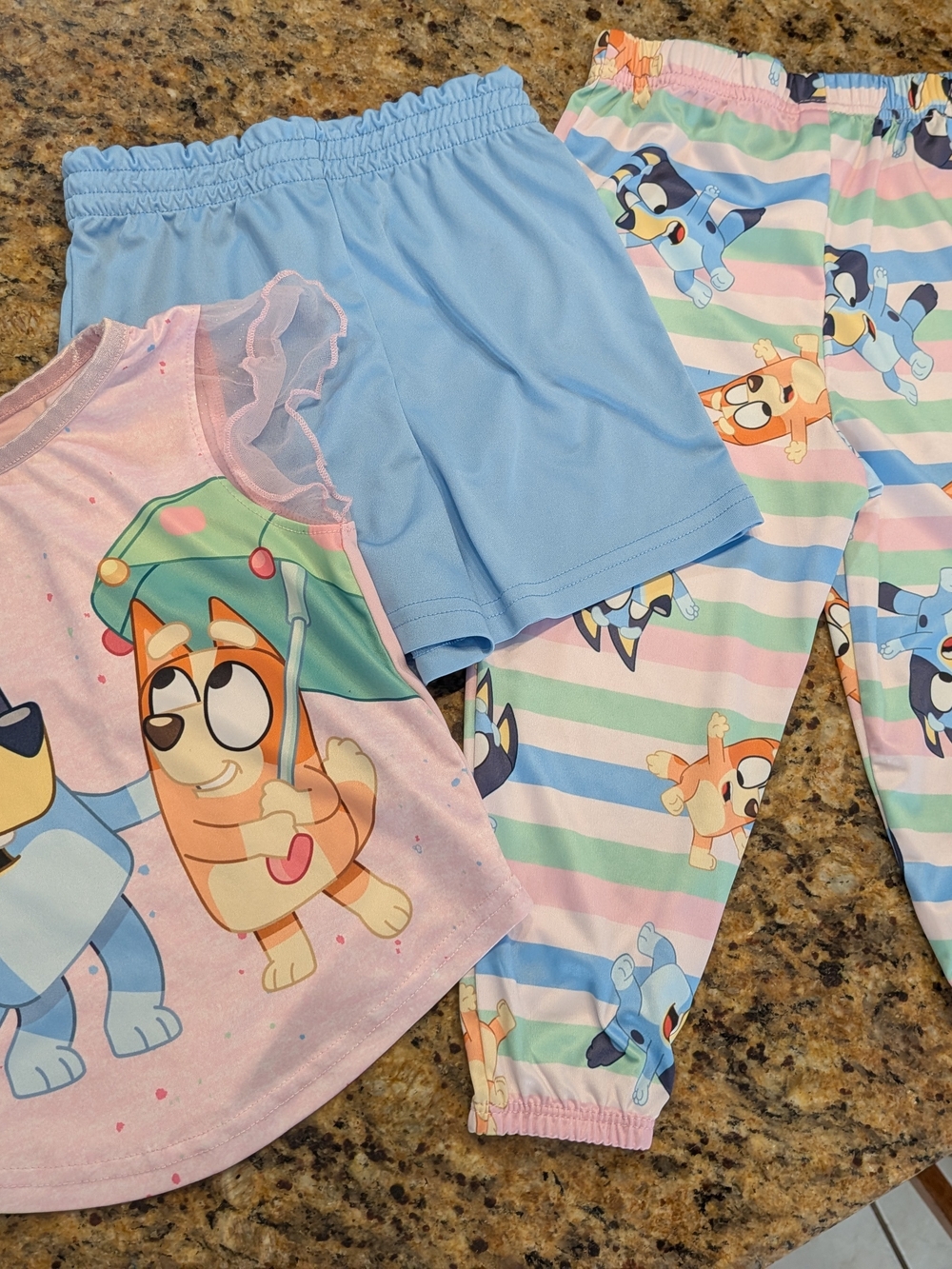 Bluey 3-Piece Kids Pajama Set - Sleeveless Top, Shorts & Pants